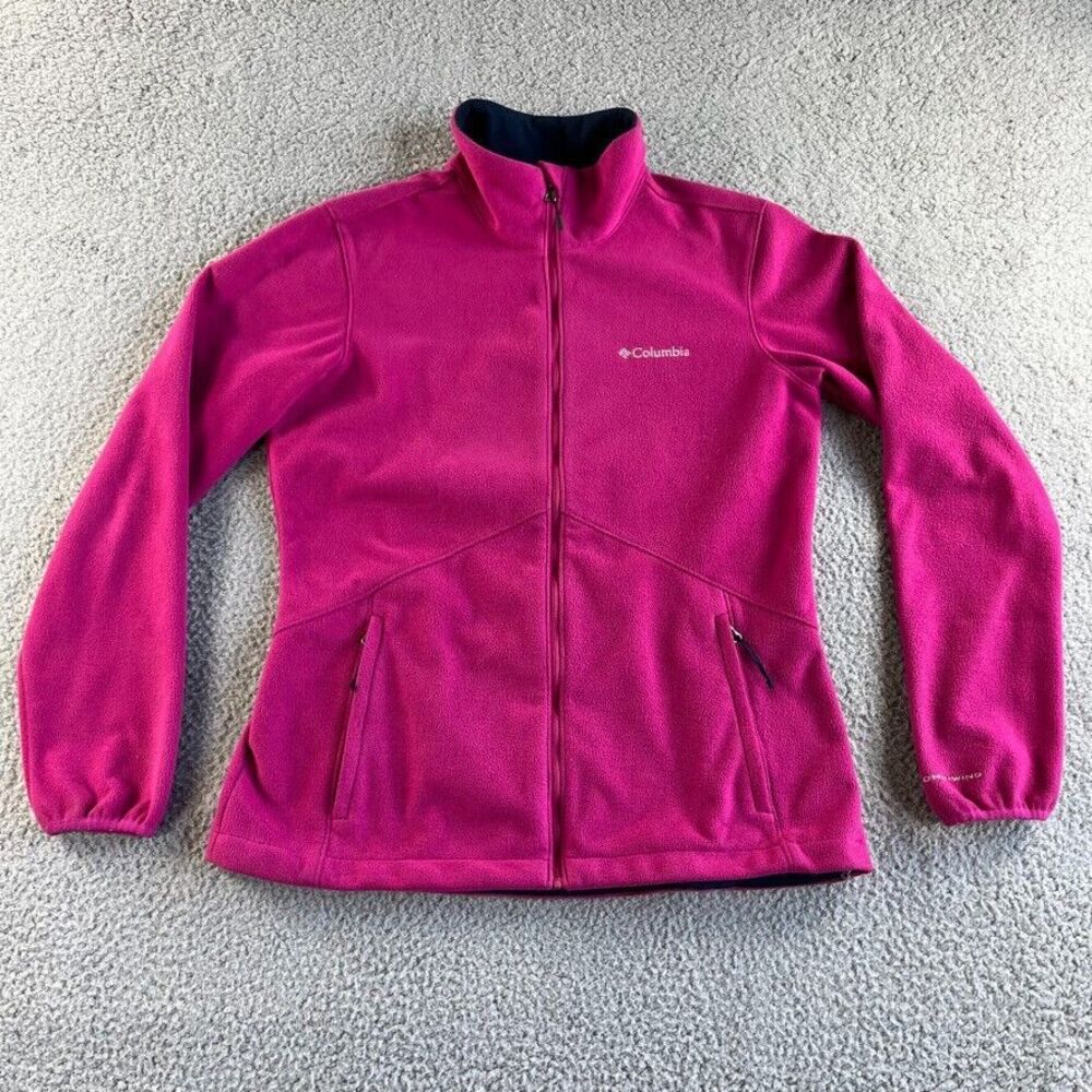 Columbia Jacket Womens Medium Pink Fleece Omni-Heat Omni-Wind Mock Zip‎ Outdoors